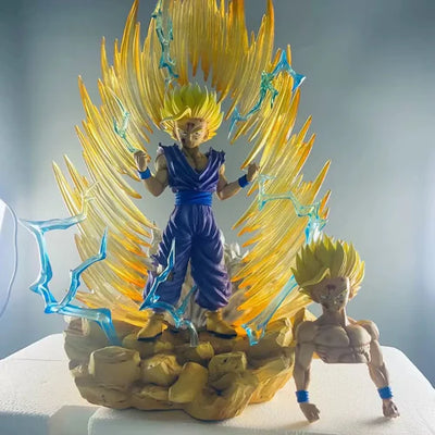 Gohan Super Saiyan 2 action figure with golden aura and blue lightning, Limited Edition collectible from Dragon Ball Z.